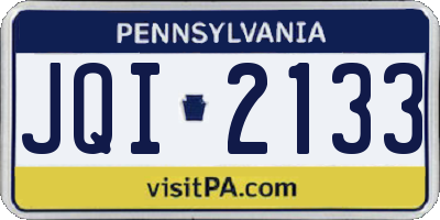 PA license plate JQI2133