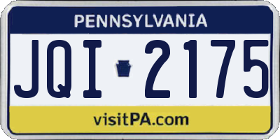 PA license plate JQI2175