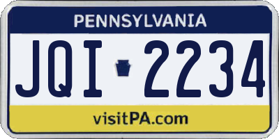 PA license plate JQI2234