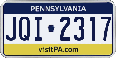 PA license plate JQI2317
