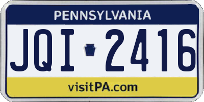 PA license plate JQI2416