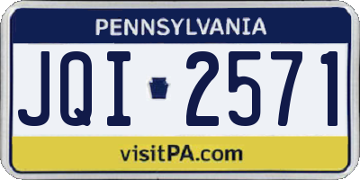 PA license plate JQI2571
