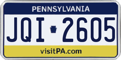 PA license plate JQI2605