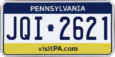 PA license plate JQI2621