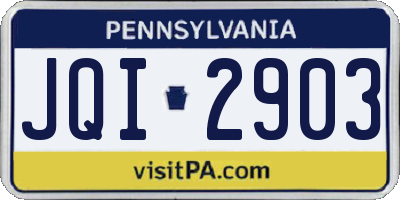 PA license plate JQI2903