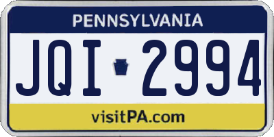 PA license plate JQI2994