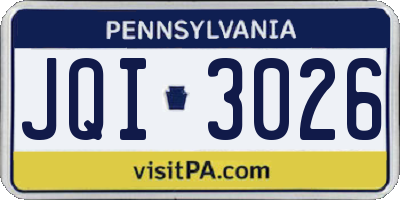 PA license plate JQI3026
