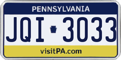 PA license plate JQI3033