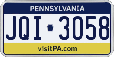 PA license plate JQI3058