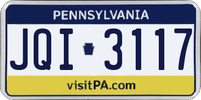 PA license plate JQI3117