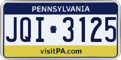 PA license plate JQI3125