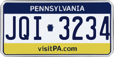 PA license plate JQI3234