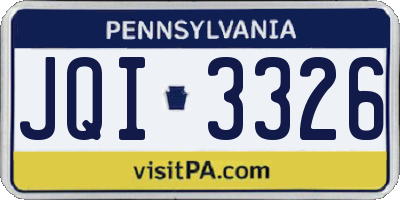 PA license plate JQI3326