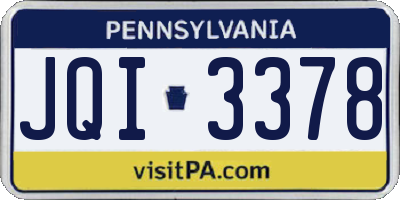 PA license plate JQI3378