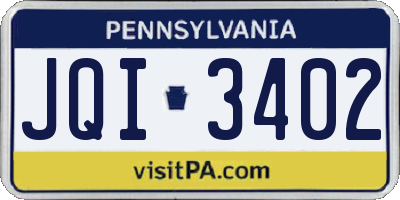 PA license plate JQI3402
