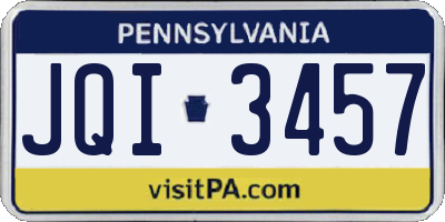 PA license plate JQI3457