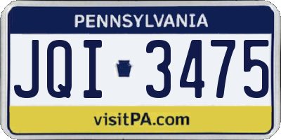 PA license plate JQI3475