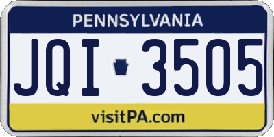 PA license plate JQI3505