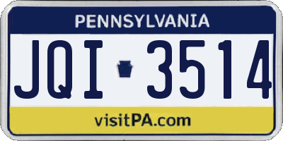 PA license plate JQI3514
