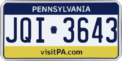 PA license plate JQI3643