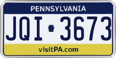PA license plate JQI3673