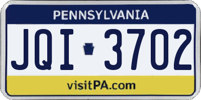 PA license plate JQI3702