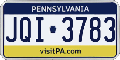 PA license plate JQI3783