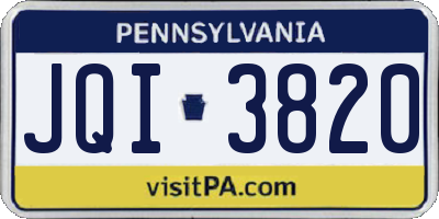 PA license plate JQI3820