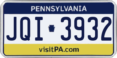 PA license plate JQI3932