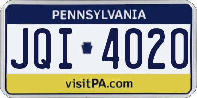 PA license plate JQI4020