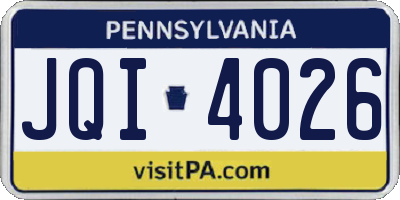 PA license plate JQI4026