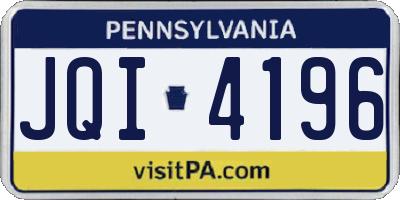 PA license plate JQI4196