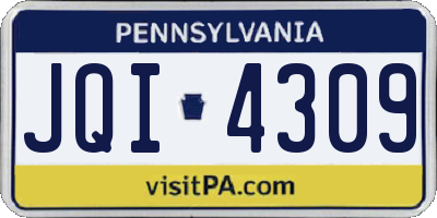 PA license plate JQI4309
