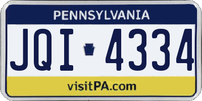 PA license plate JQI4334