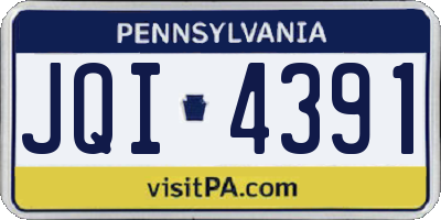 PA license plate JQI4391