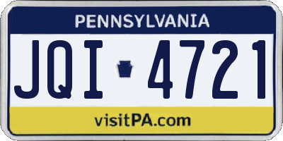 PA license plate JQI4721