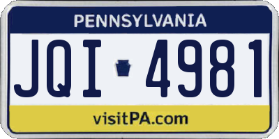 PA license plate JQI4981