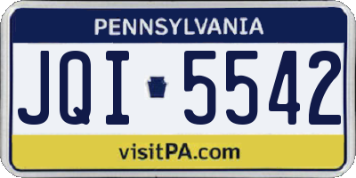 PA license plate JQI5542