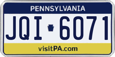 PA license plate JQI6071
