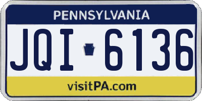 PA license plate JQI6136