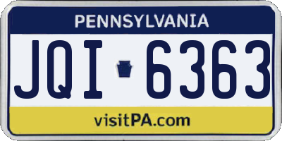 PA license plate JQI6363