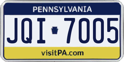 PA license plate JQI7005