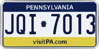 PA license plate JQI7013