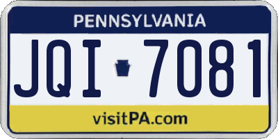 PA license plate JQI7081