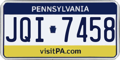 PA license plate JQI7458