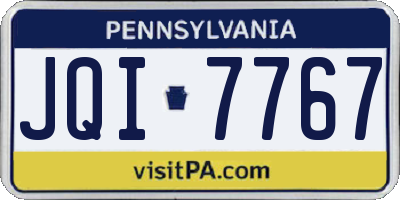 PA license plate JQI7767
