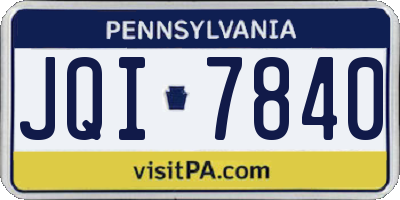 PA license plate JQI7840