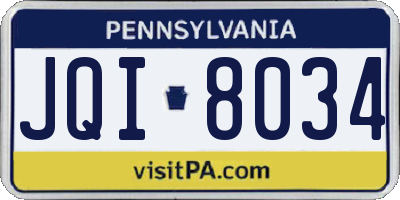 PA license plate JQI8034