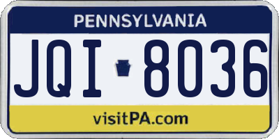 PA license plate JQI8036