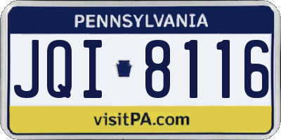 PA license plate JQI8116